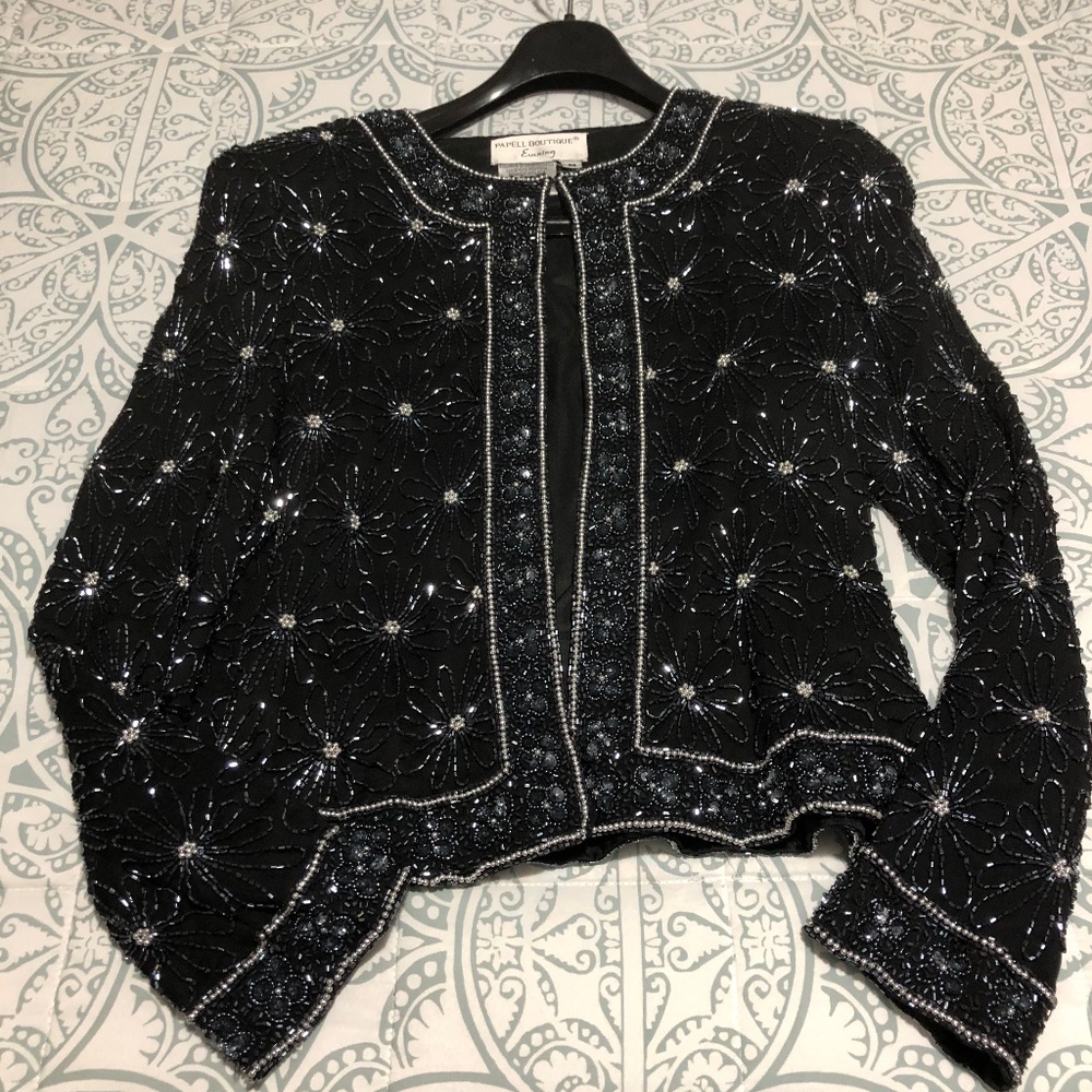 Papell Boutique vintage beaded evening jacket Medium